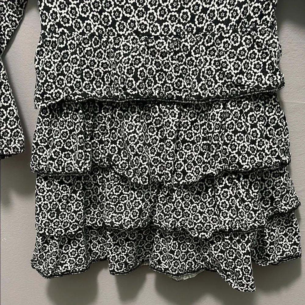 OshKosh Black and White Floral Dress with Purple Bow‎